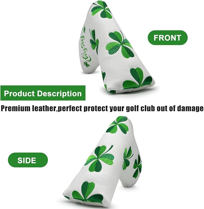 Golf Headcovers Live Lucky Golf Driver Covers Advanced Embroidery Fairway Wood Covers Hybrid Covers Mallet Blade Putter Head Covers Premium Leather Shamrock Golf Club Covers