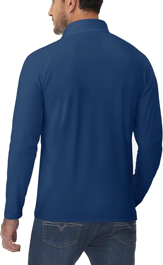 Boladeci Men's Quarter Zip Pullover Premium Fleece Lined Long Sleeve Golf Shirts Warm Hiking Shirts Lightweight Sweatshirts