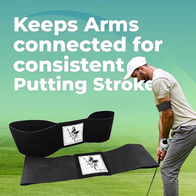 2 Pack Golf Swing Training Aid – Premium Arm Band Connection Device for Swing Correction – Improve Swing Mechanics & Ball Control | Black