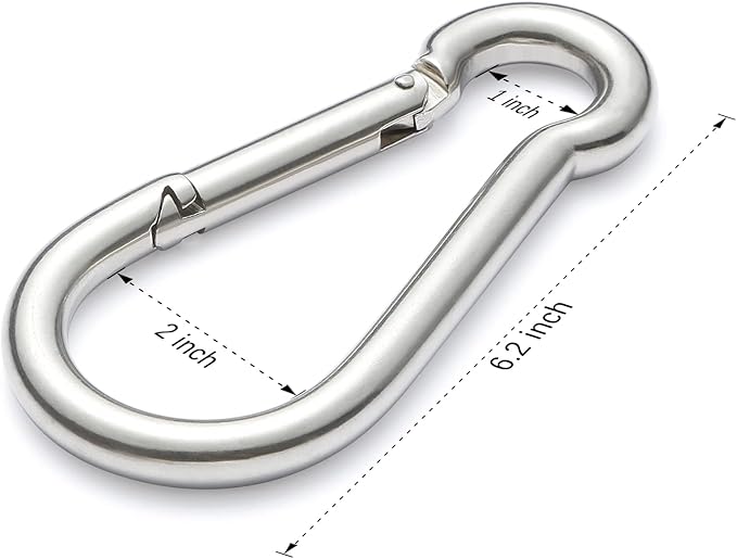 sprookber Stainless Steel Spring Snap Hook Carabiner - 304 Stainless Steel Clips, Set of 6