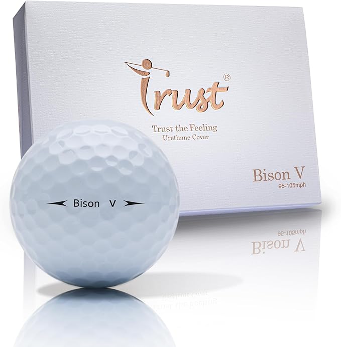 Trust Golf Ball I K8 Bison I Urethane Cover with Reactive Core I 3-Pcs I for Different Swing Speed I 12, 48, or 100 Balls I