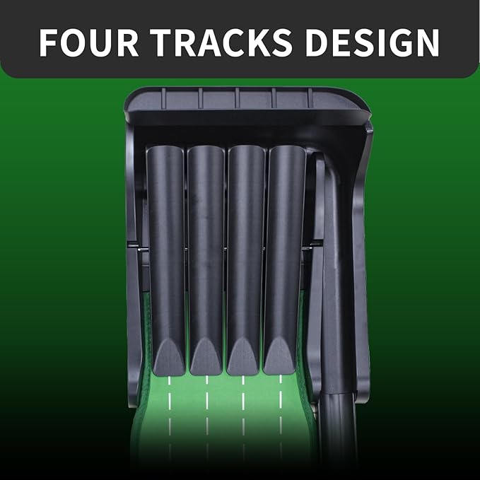 Crestgolf Golf Putting Mat, Automatic Ball Return with 4 Unique Flipping Tracks & 2-Player Mode, Professional Non-Slip Practice Putting Green Mat for Indoor Golf Training, Improve Putting Skills