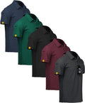 ZITY 5 Pack Mens Polo Shirt Short Sleeve Sports Golf Tennis T-Shirt Moisture-Wicking Summer Shirts