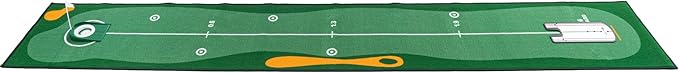 GLANC Golf Putting Practice Mat Set with Alignment Mirror & Cup, 20 in X 10 ft Training Aid Mat, Anti-Slip Backing Golf Putting Green for Indoor and Outdoor Use