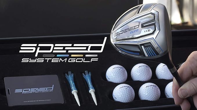 Speed Golf Driver Package – Ultra Lightweight Titanium Driver, 12 Premium Golf Balls, 2 Spring-Loaded Tees – Engineered for Maximum Distance & Accuracy – Perfect Golf Gift Set for All Levels