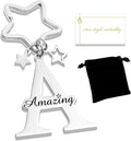 Qunrwe Stainless Steel Initial Letter A-Z Keychain,Inspirational Gifts for Women Men Friends Daughter Son Sister Dad Mom
