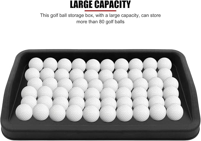 EVTSCAN Heavy Duty Rubber Golf Ball Tray, 4lb, Holds up to 100 Practice Balls, Compatible with All Hitting Mats, Range Ball Tray, Won’t Blow Away
