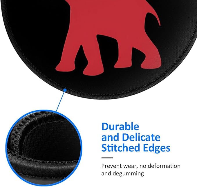 Red Elephant Mouse Pad, Mouse Pads for Desk, Stitched Edge Mousepad with Non-Slip Rubber Base, Gaming Mouse Mat for Computer Laptop Home Office