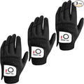 FINGER TEN All Weather Grip Golf Gloves Men Value 3 Pack for Right Handed Golfer, Hot Wet Rain Grip & Comfort Soft Glove for Premium Performance, Colors White Black Blue Sizes S M L XL