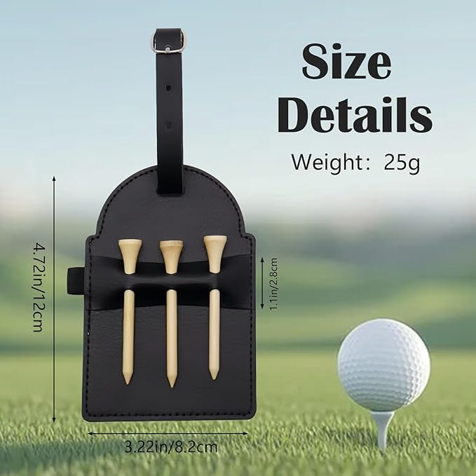 Personalized Golf Tee Bag Tags Custom Golf Tee Holders for Golf Bag，3 Wooden Tees Leather Gift for Golfer Men Women Dad Grandpa, or Uncle
