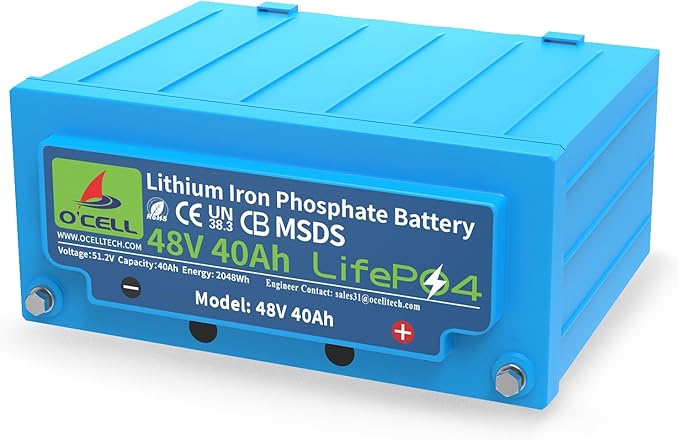 48V 40Ah LiFePO4 Battery with 100A BMS | 5120W Max Load Power | 44lbs Lightweight | 15,000 Cycles | Golf Cart/Off-Grid/Solar | 3X Capacity vs 48V 50Ah Lead Acid