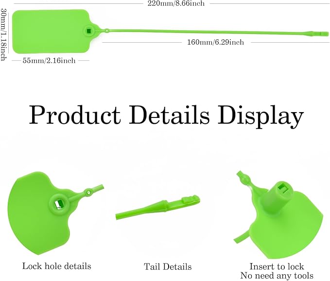 50pcs Luggage Tags Plastic Seals Shipping Label Logistics Sign Tie Bag Tag, Sealing Storage Multi Purpose Name ID Tag with Marker for Suitcases, Backpack, Schoolbag, Car Key (Green)