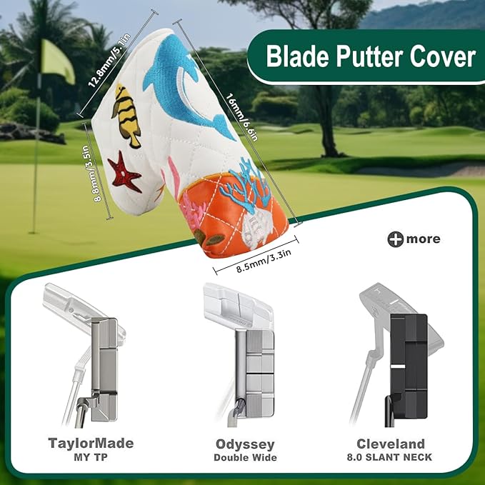 Golf Head Covers Blade Putter Cover Headcover Magnetic Closure Embroidered Fit for Most Brands Scotty Cameron Odyssey Blade Taylormade Ping ect.
