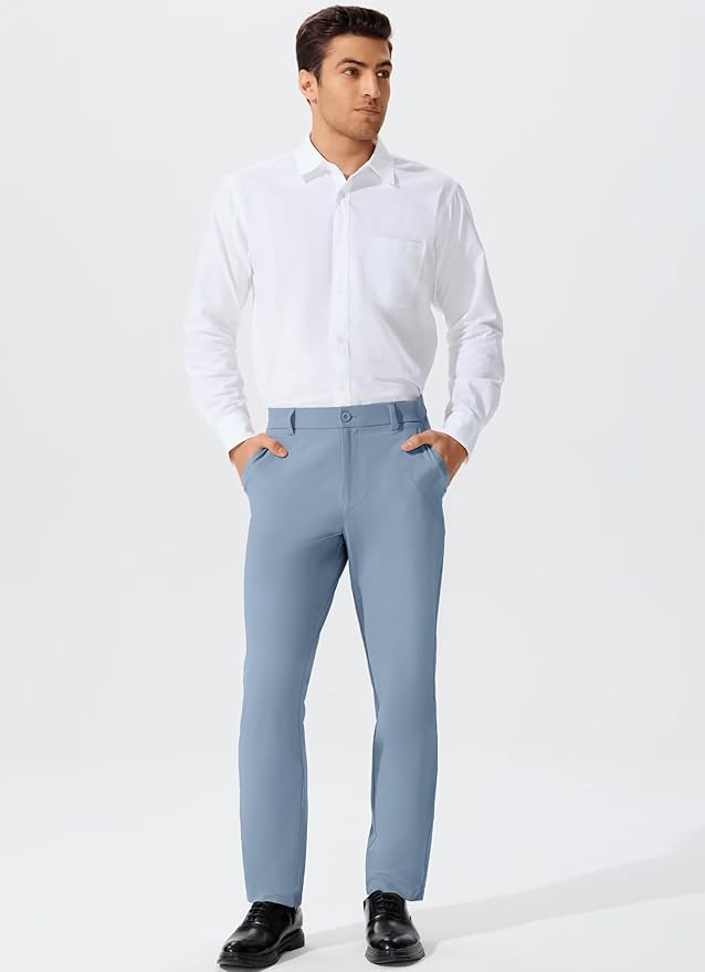 QPNGRP Men's Golf Pants 30"/32"/34" Inseam Lightweight Stretch Work Dress Pants