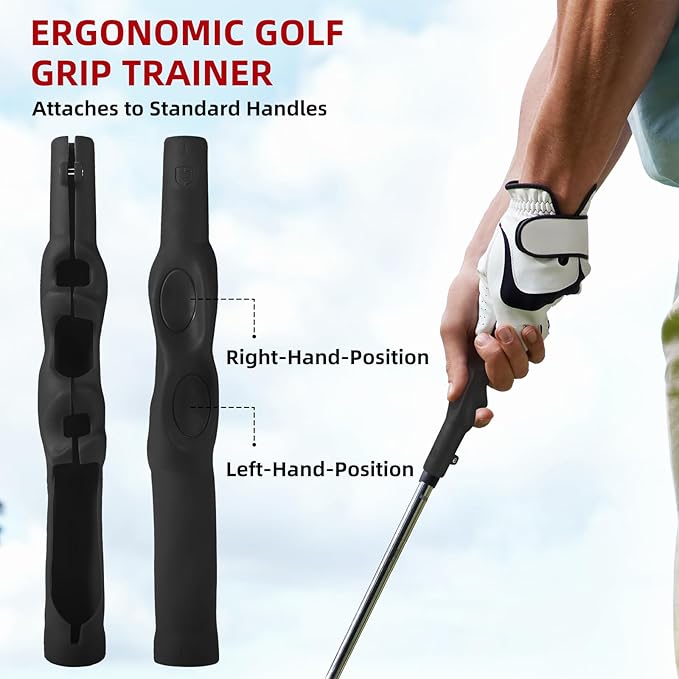Golf Grip Trainer, Golf Grip Training Aid for Correct Hand Positioning, Removable Swing Grip for right Golfers