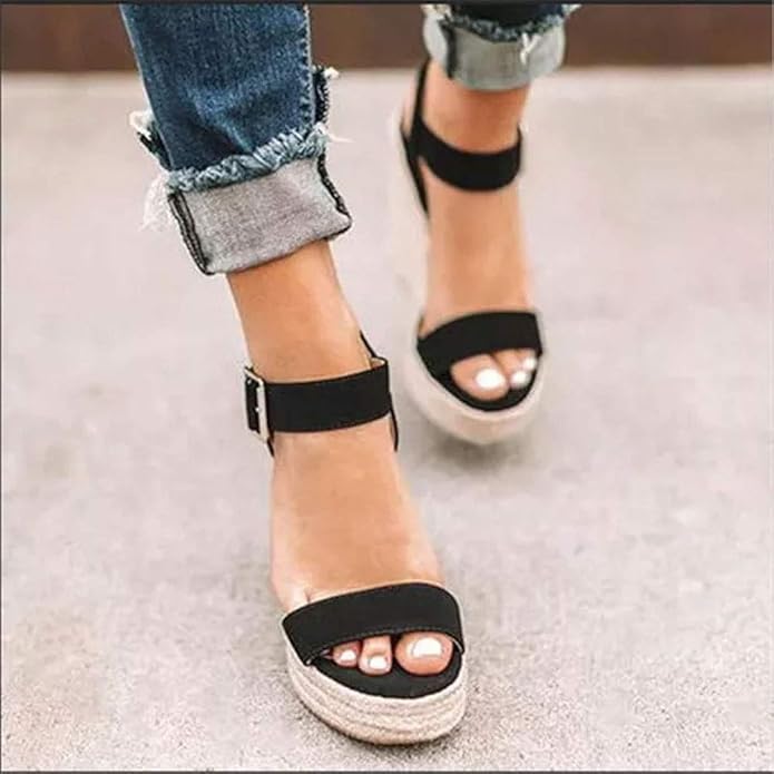 VICKI·VICKI Wedges for Women Platform Sandals Wedge Heels for Sandals Comfortable Summer Espadrille Shoes Ankle Strap&Open Toe
