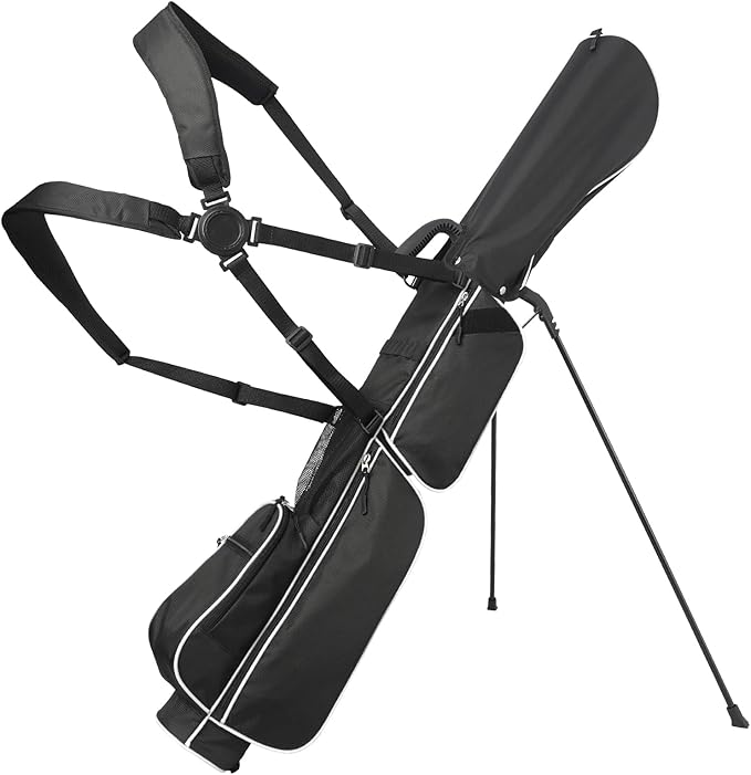 Golf Bag Lightweight Carry Bag, Dual Strap Golf Stand Bag with 6 Pockets, Lightweight Small Golf Bag for a Few Clubs and Rain Cover Hood