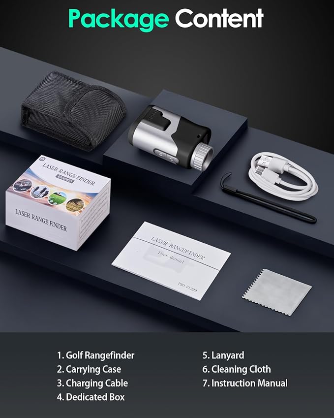 JUSTDOMI 1200 Yards Laser Range Finder Golf Magnetic, 7X Magnification Golf Rangefinder with Slope, Laser Rangefinder for Golf Hunting Archery Distance Finder Rechargeable & Flag Lock Vibration