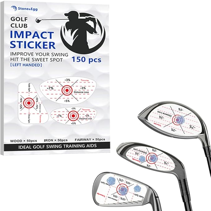 Golf Impact Tape, Self-Teaching Sweet Spot and Consistency Analysis, Golf Club Impact Stickers for Iron, Wood & Fairway Clubs, Non-Residue, Swing Training Aid Impact Labels