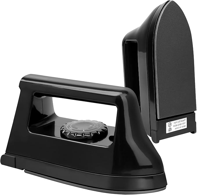 Mini Iron for Crafts and Quilting - Travel and Household Electric Heat Press Machine for Sewing Supplies (Black)