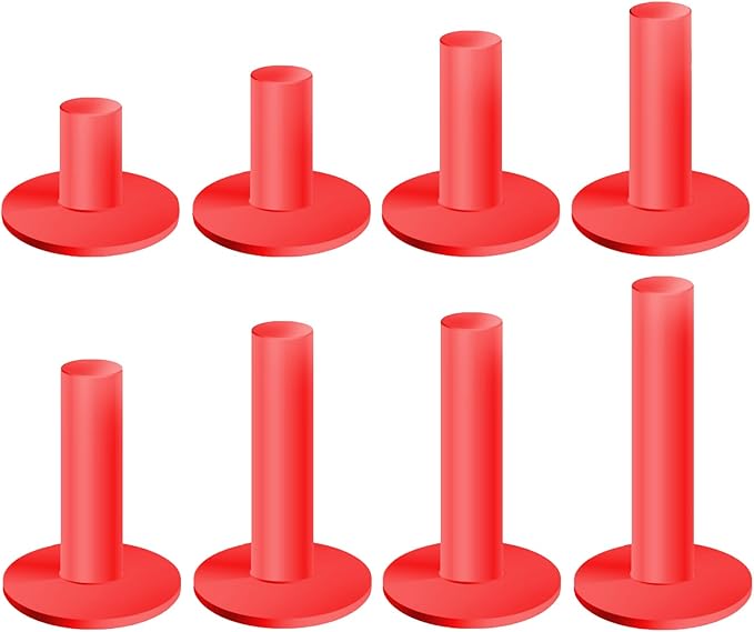 Rubber Golf Tees for Mats & Indoor Golf Simulators - 8 Pack Mixed Size for Driving Range & Indoor and Outdoor Golf Hitting Mats (US Sizes, 8 Sizes)
