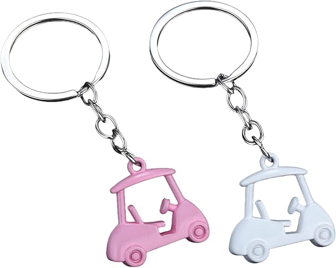 Pack Of 2 Zincs Alloy Realistic Golf Cart Keychains Golf Themed Holder Lightweight For Keys Bags Accessories