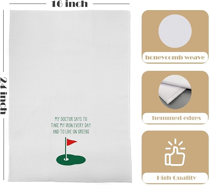 Funny Golf Kitchen Towels - Golf Gifts Decorative Waffle Dish Towels, Hand Towel, Tea Towel, Womens Golf Accessories Gifts, 16x24 Inch