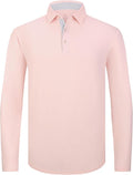 Alex Vando Mens Golf Shirt Moisture Wicking Quick-Dry Solid Long Sleeve Polo Shirts for Men