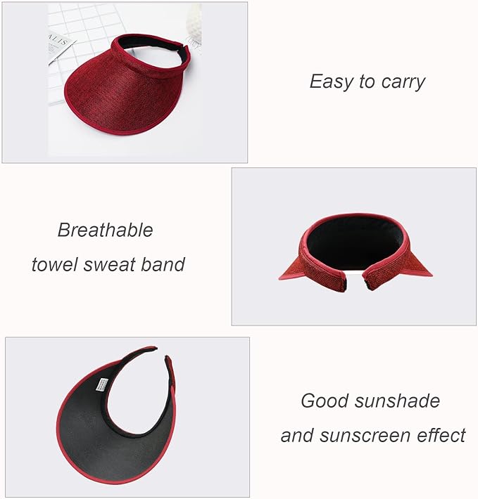 Cloth Covered Slip-On Visor for Women, Adjustable Cap Sports Sun Visors for Men