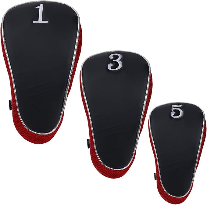 Andux Golf Club Driver Wood Head Covers with Hook & Loop Set of 3
