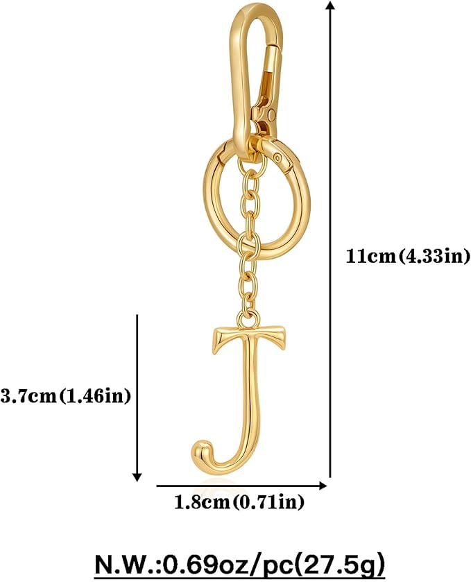 Gold Initial Keychain For Women Cute Bubble Letter Keychains Initial Bag Charm Personalized Keychain Accessories Gift