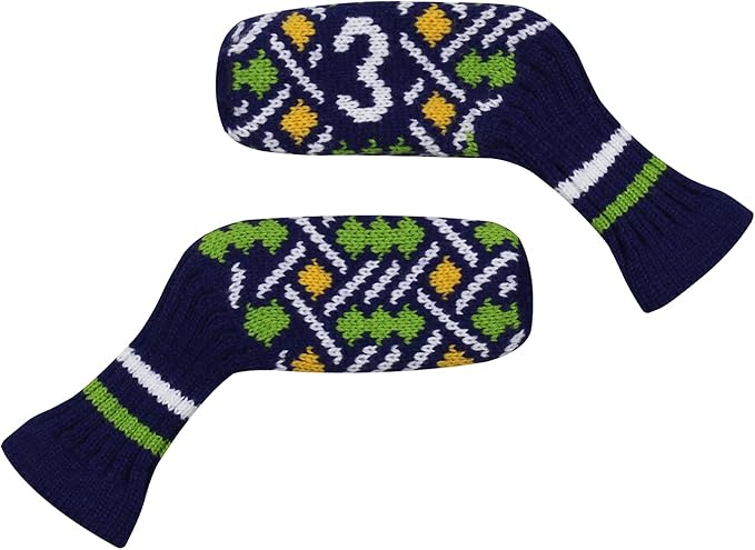 Scott Edward 1/7/10 Pcs Knitted Golf Club Head Covers for Irons Wedge Cuteness and Basically Socks Shape Washable Golf Club Head Protector on Pattern Style Double Sided Customized