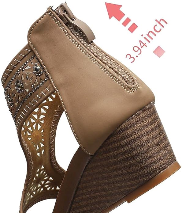 WOJWSKI Women's Slide Wedge Sandal Open Toe High Heel Zipper Back Platform