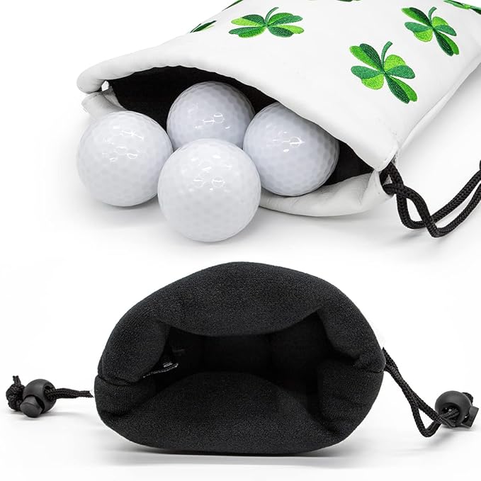 Golf Valuables Pouch, Leather Golf Tee Pouch with Drawstring Closure Golf Ball Tee Handbag Portable Golf Accessories