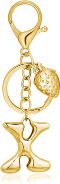 Gold Bubble Heart, Cherry, Bow & More Designs Letter Initial Keychain Bag Charms – Cute Purse Charms for Handbags