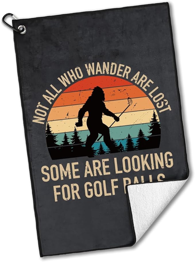 Not All Who Wander are Lost Polyester and Cotton Printed Golf Towel, Funny Golf Accessories for Men Women, Golf-Gifts for GolfFan Dad Grandpa, Golfs Lover Retirement Birthday Gifts