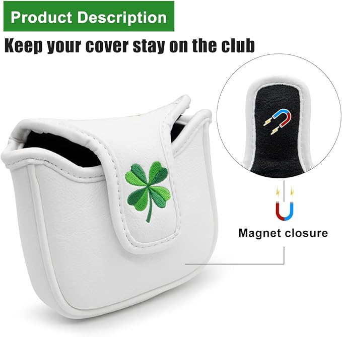Golf Headcovers Live Lucky Golf Driver Covers Advanced Embroidery Fairway Wood Covers Hybrid Covers Mallet Blade Putter Head Covers Premium Leather Shamrock Golf Club Covers