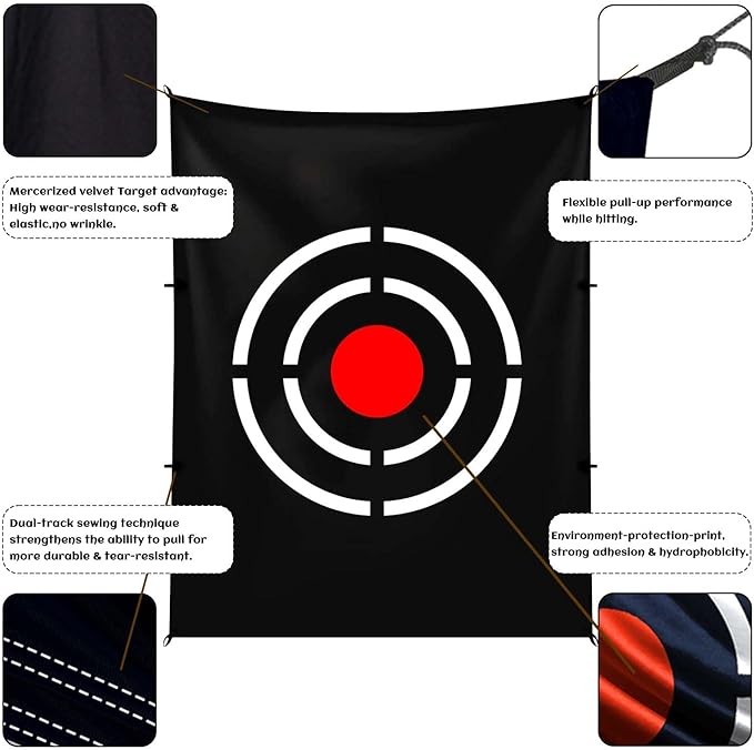 Gagalileo Golf Target Cloth: Protective Net Portable Easy Setup with Ropes Indoor Outdoor Practice All Golfers Training Accuracy for Backyard Garage