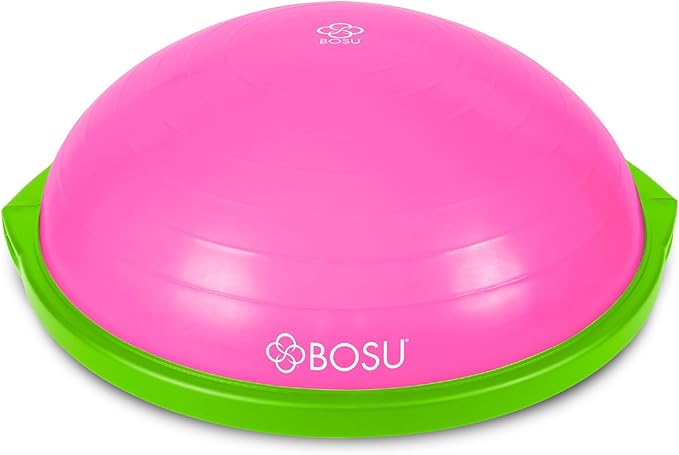 Bosu Balance Ball Exercise Trainer, Home Gym Equipment w/ Guided Workouts & Pump, 26", Blue - Inflatable Fitness Platform for Strength Training, Standing, Balancing, and Core Workout