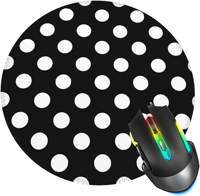 Polka Dot Mouse Pad, Black White Mouse Pads for Desk, Stitched Edge Mousepad with Non-Slip Rubber Base, Gaming Mouse Mat for Computer Laptop Home Office