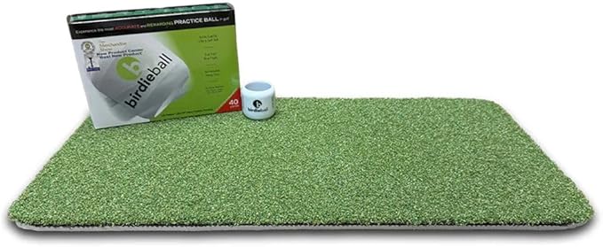 BirdieBall Turf Set – PGA Award-Winning Limited Flight Practice 12 Golf Balls & Hitting Turf | Real Golf Ball Feel, Reverse Spin, 40-Yard Flight for Backyard & Indoor Training