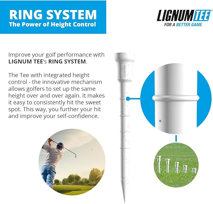 LIGNUM Unbreakable Microwood Golf Tees 50x More Durable/Adjustable Golf Tee/Innovative Wood Fiber and Natural Adhesives/Golf Tee, Golf Tees, Tees Golf, Golf Ball Tees/Pack of 3