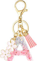 SELOVO Girls Pink Flower Chain Cute Keychain Initial Keychain Key Chain for Women