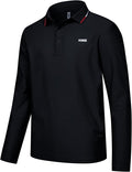 K-Swiss Men's Long Sleeve Polo Shirts - Golf Tennis Dry Fit Performance Moisture Wicking Casual Collared