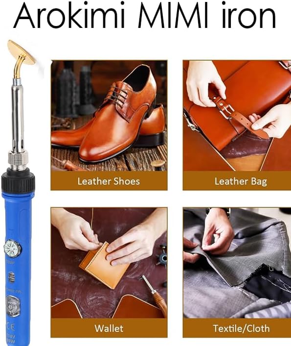 Arokimi Mini Iron, 80W Small Iron for Crafts Patches Shoes Hats, Adjustable Temperature, Easy to Use, with Replaceable Iron Tips (Blue)