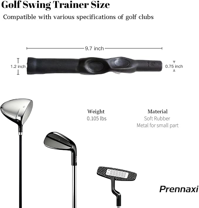 Golf Grip Corrector Trainer, Full-Wrap Hand Placement for Proper Grip and Straighter Shots - Fits All Standard Clubs, Soft Anti-Slip Rubber,Lightweight, Portable Practice Tool