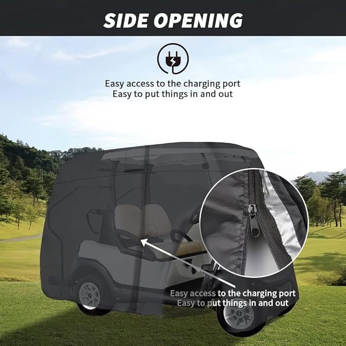 Golf Cart Cover 2/4/6 Passenger, Waterproof Golf Cart Rain Covers, Heavy-Duty All Weather Protection Cover for EZ GO Yamaha Club Car Enclosure Accessories