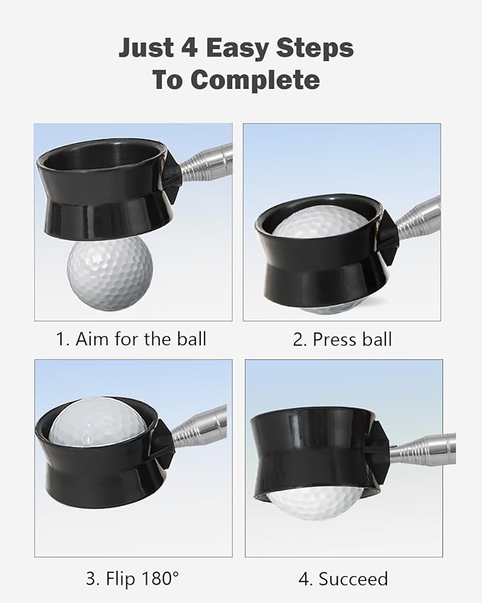 Telescopic Golf Ball Retriever (9/12ft) | Picker Upper Tool | Premium Stainless Steel & Double-Sided Head