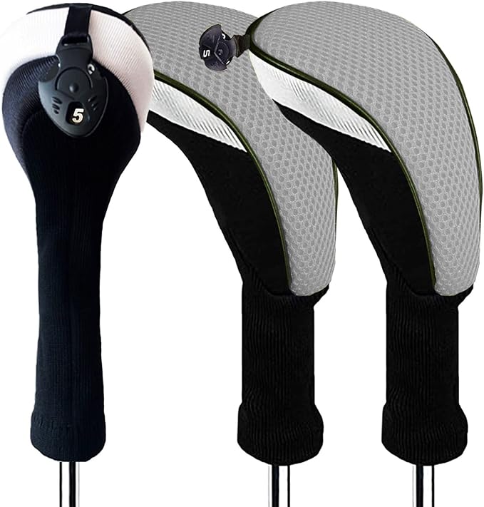 Golf Club Head Covers for Woods and Driver Hybrids Fairway Value Pack Protective Clubs Headcovers with Interchangeable No.Tags 1 3 5