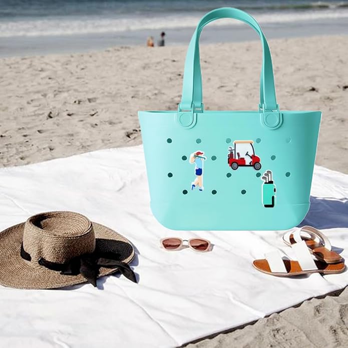 Golf Sport Charms for Bogg Bag - Set of 7 PVC Rubber Inserts, Compatible with Bogg Bag Accessories, Beach Bag Charms Inserts Accessories for Women Girls